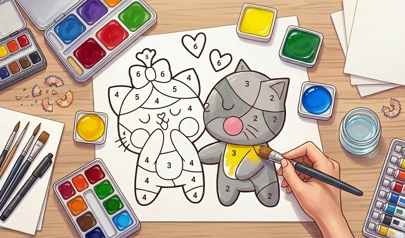 Paint by Number: Cute Coloring Pages